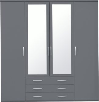 An Image of Argos Home Hallingford 4 Door 3 Drawer Mirror Wardrobe -Grey