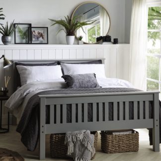 An Image of Grey Shaker Style Wooden Bed Frame Grey