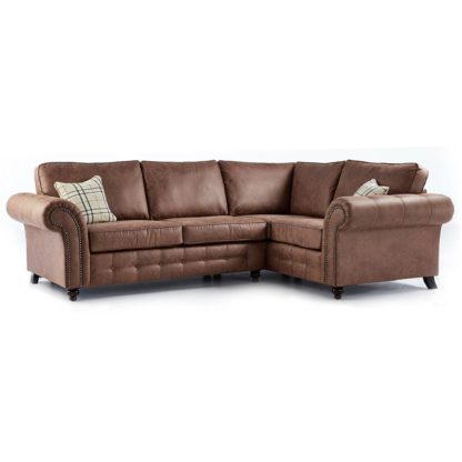 An Image of Oakland Left Hand Faux Leather Corner Sofa Black