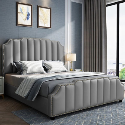 An Image of Abilene Plush Velvet King Size Bed In Grey