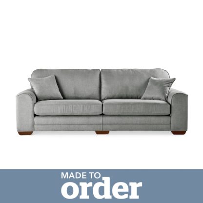 An Image of Morello 4 Seater Sofa Brushed Plain Fabric Blue