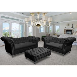 An Image of Izu Plush Velvet 2 Seater And 3 Seater Sofa Suite In Cosmic