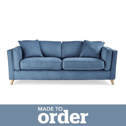 An Image of Arabella 3 Seater Sofa Brushed Plain Fabric Brushed Plain Cobalt