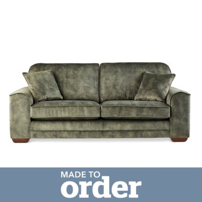 An Image of Morello 3 Seater Sofa Slub Velvet Slub Velvet Forest Green