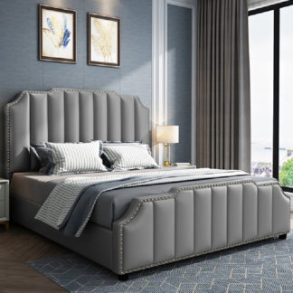 An Image of Abilene Plush Velvet Super King Size Bed In Grey