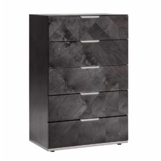 An Image of Silva 5 Drawer Chest, Dark Birch High Gloss