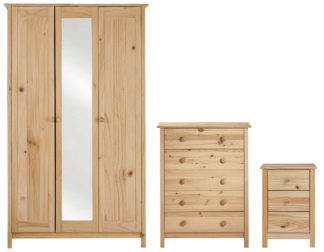 An Image of Argos Home Scandinavia 3 Piece 3 Door Wardrobe Set - Pine