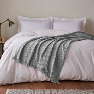 An Image of Cotton Waffle Throw Silver