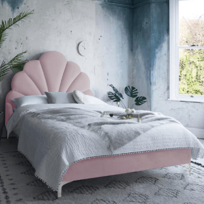 An Image of Hartington Plush Velvet Single Bed In Pink
