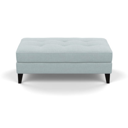 An Image of Heal's Mistral Footstool Brushed Cotton Cobalt Black Feet