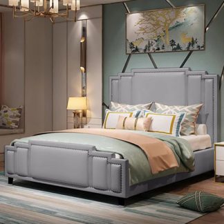 An Image of Enumclaw Plush Velvet King Size Bed In Grey