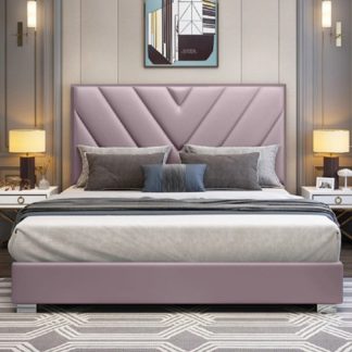 An Image of Dewitt Plush Velvet Double Bed In Pink