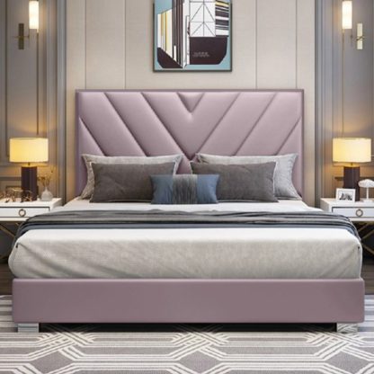 07bb580ca3f3b479a4f53b86355517cfdbf3f855b66652add6c372a59861d1cd.jpg An Image of Dewitt Plush Velvet Double Bed In Pink