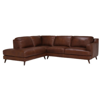 An Image of Brando Left Hand Facing Leather Corner Sofa
