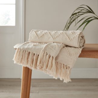 An Image of Macrame Natural 130cm x 180cm Throw Natural