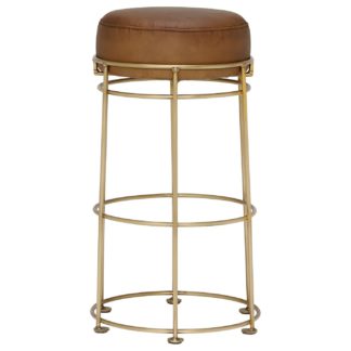 An Image of Nola Counter Stool, Light Olive and Brass