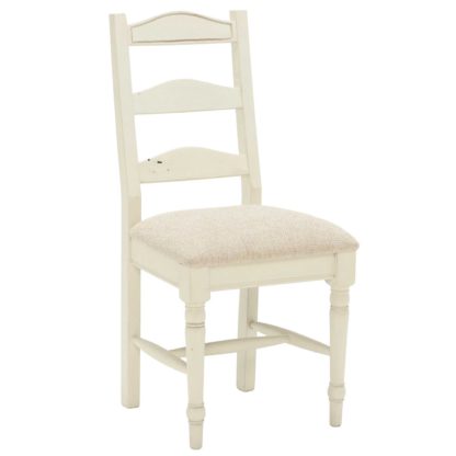 An Image of Carisbrooke Dining Chair with Turned Legs and Fabric Seat, Stucco White