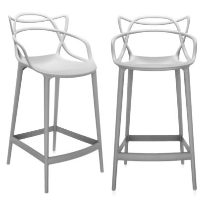 An Image of Pair of Kartell Masters Counter Stools, Grey