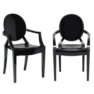 An Image of Pair of Kartell Louis Ghost Stackable Armchair, Black
