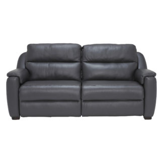 An Image of Strauss Grey Leather Recliner Loveseat