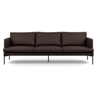 An Image of Heal's Matera 4 Seater Sofa Leather Grain Chocolate 066 Black Feet