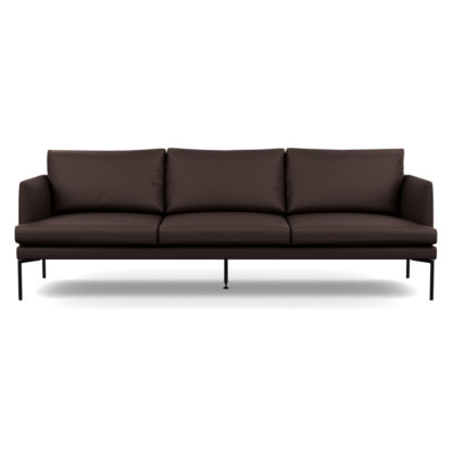 An Image of Heal's Matera 4 Seater Sofa Leather Grain Chocolate 066 Black Feet