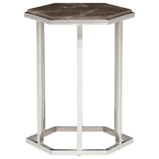 An Image of Zion Hexagonal Marble Accent Table, Amani Dark