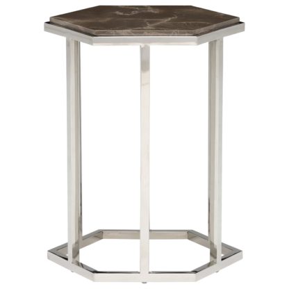 0f21bd6c78fa9aafd00f79d37b29739e28f8aa787eeb63c494532963bf6e5c5e.jpg An Image of Zion Hexagonal Marble Accent Table, Amani Dark