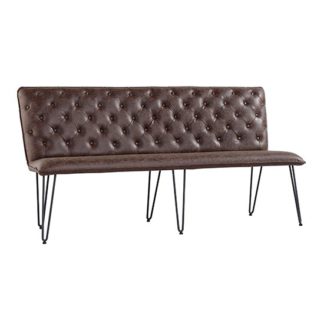 An Image of Wichita Faux Leather Large Dining Bench In Brown