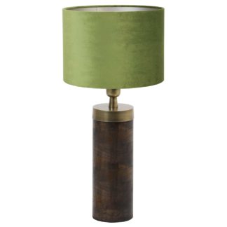 An Image of Dark Wood and Olive Table Lamp