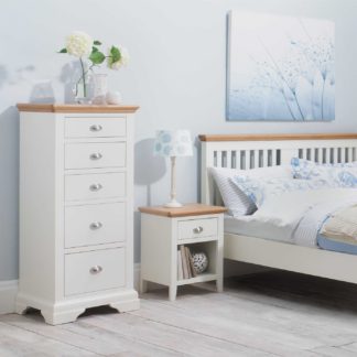 An Image of Carrington 1 Drawer Nightstand, Ivory and Oak