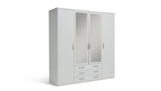 An Image of Argos Home Hallingford 4Dr 3 Drw Mirror Wardrobe - White