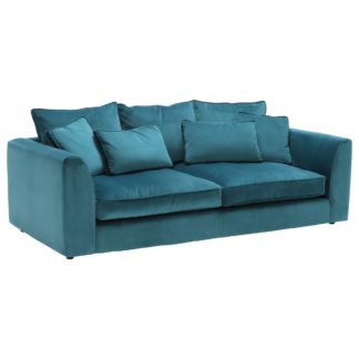 An Image of Harrington Large Sofa, Lumino Teal With Foam Interiors