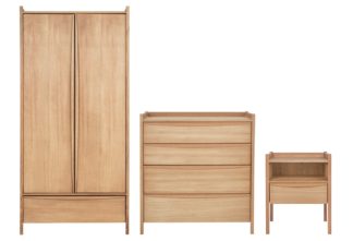 An Image of Habitat Derwent 3 Piece 2 Door Wardrobe Set - Oak