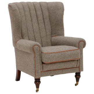 An Image of Tetrad Harris Tweed Dunmore Chair, Bracken Herringbone