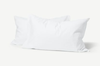 An Image of Tira Linen & Cotton Blend Pair of Pillowcases, White