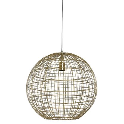 An Image of Round Metal Wire Pendant Light, Gold