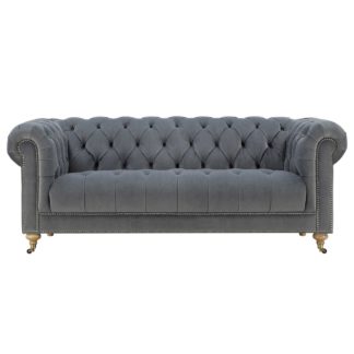 An Image of Ullswater 3 Seater Sofa, Pewter Velvet
