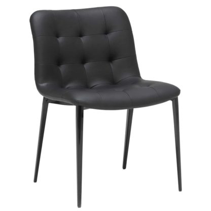 An Image of Kuga Leather Dining Chair, Black Ecopelle
