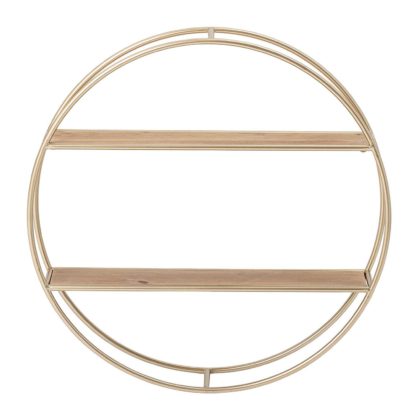 An Image of Round Double Wall Shelf, Gold