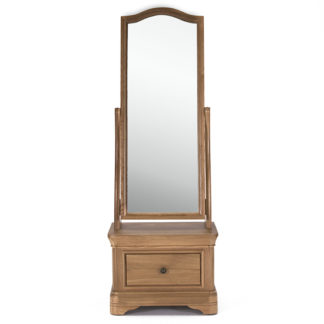 An Image of Carmen Cheval Mirror With Wooden Storage In Natural