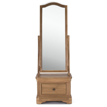 193cd41afd47f141b867af9494d8610607d9b3ea51c4bfa84918d8497a760315.jpg An Image of Carmen Cheval Mirror With Wooden Storage In Natural