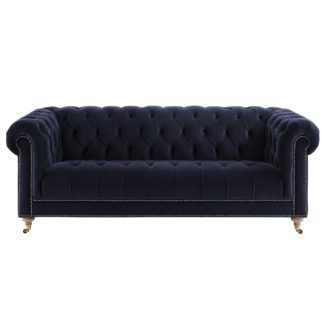 An Image of Ullswater 3 Seater Sofa, Ink Blue Velvet