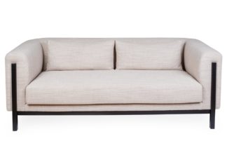 An Image of Heal's Massimo 3 Seater Sofa Siena Cotton Deep Sea Black Ash Feet