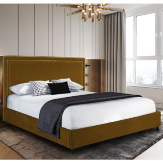 An Image of Sensio Plush Velvet Super King Size Bed In Mustard
