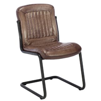An Image of Irving Leather Dining Chair, Brown