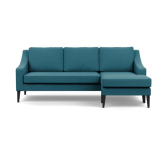 An Image of Heal's Richmond Corner Chaise Sofa Brushed Cotton Cadet Black Feet