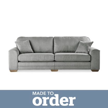 An Image of Morello 4 Seater Sofa Brushed Plain Fabric Blue