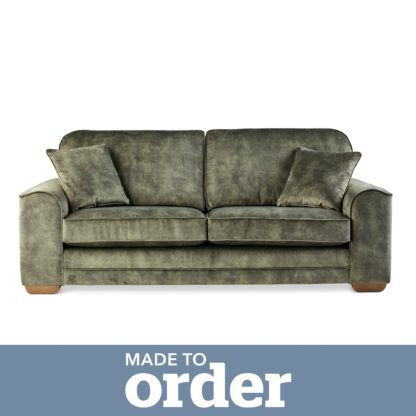 An Image of Morello 3 Seater Sofa Slub Velvet Slub Velvet Forest Green