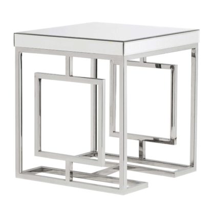 An Image of Mirrored Side Table, Silver